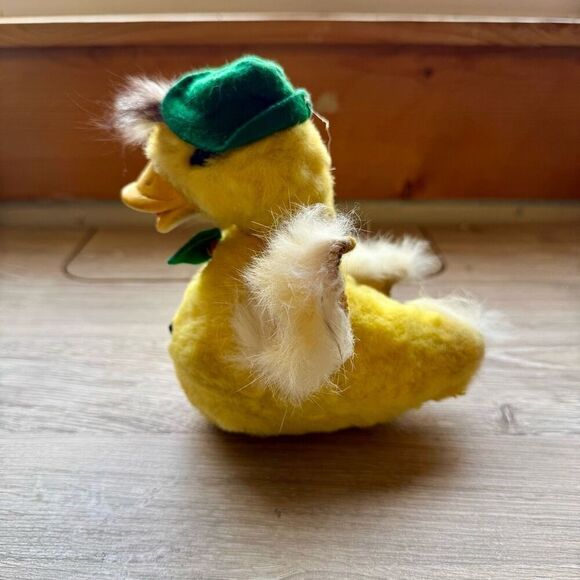 Vintage Plush Duck With Rubber Beak, Stuffed Rabbit Fur Easter Duck Fisherman Ae - Picture 1 of 6